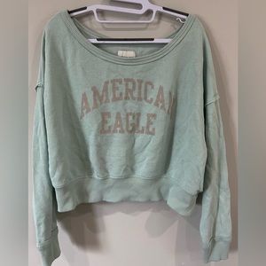 American Eagle Branded Teal Cropped Crewneck